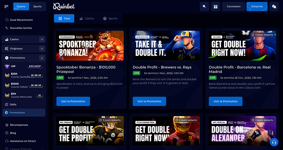 Les promotions proposées par Rain.Bet Bonus et offres promotionnelles RainBet Casino