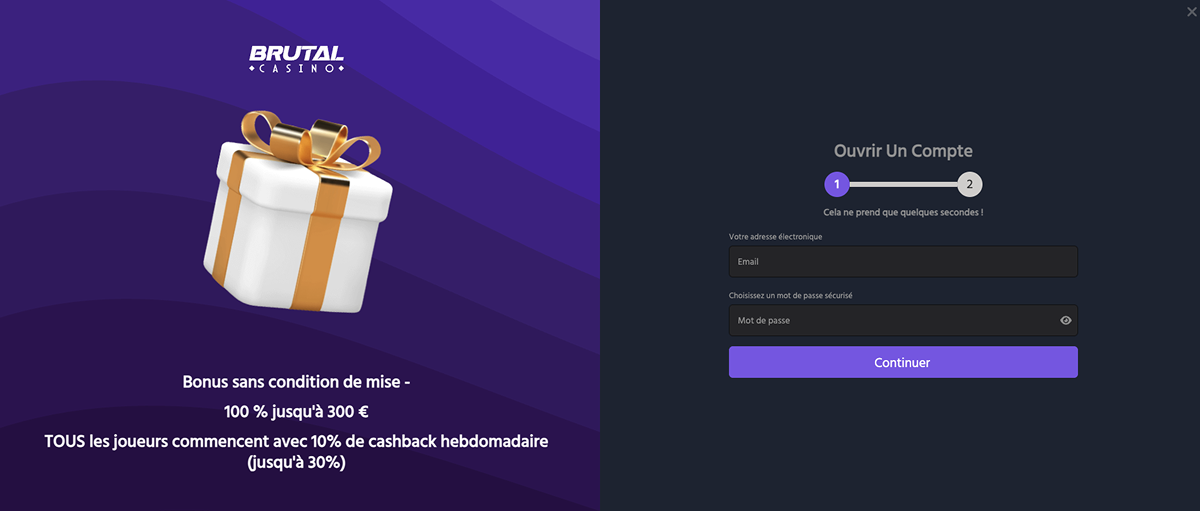 BrutalCasino Connexion Après l'Inscription en France
