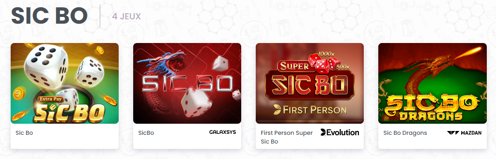 Jeux de Sic Bo dans les Casinos au Internet Francophone