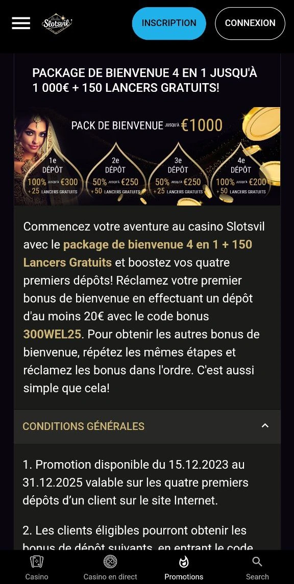 Bonus de Bienvenue en Casino SlotsVil FR Slots Vil Presente Sérieux Bonus sans Dépôt pour Gagnants