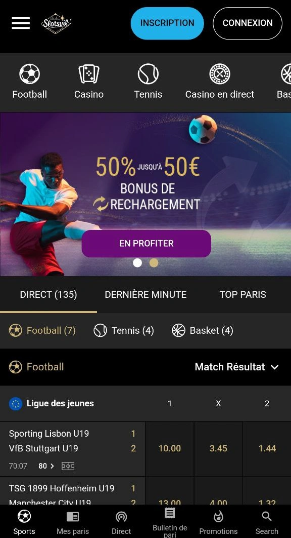 Sports en Casino SlotsVil Des Paris Sportifs Équitables au SlotsVilCasino sur Internet