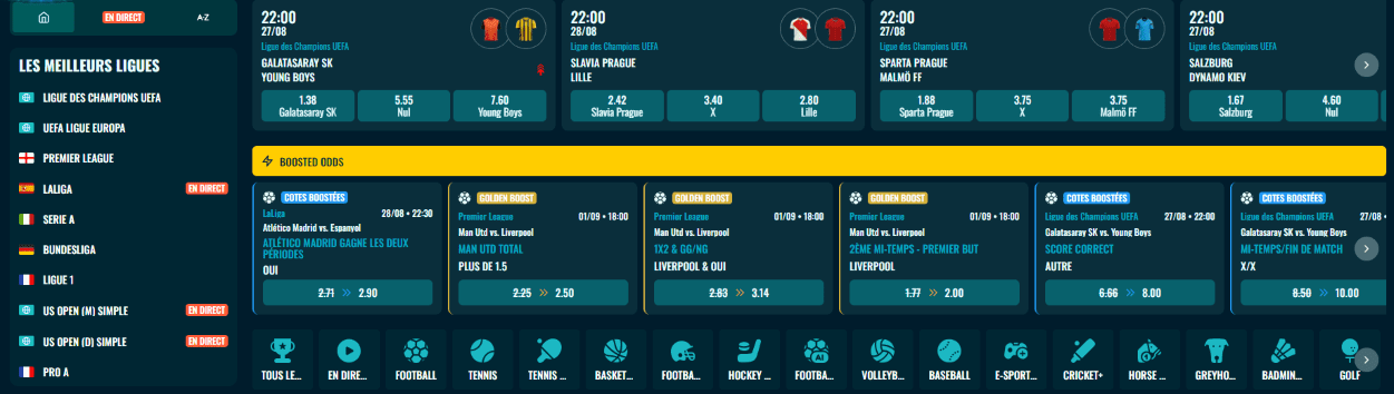 Spinanga avec Parier Sportifs Pour les Joueurs Français