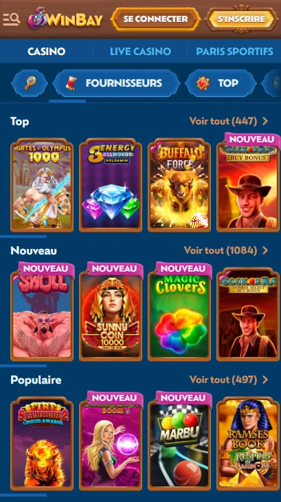 Jeux sur Casino Win-Bay Découvrez des Top Machines à Sous au Casino Win Bay 3 pour Gagnants